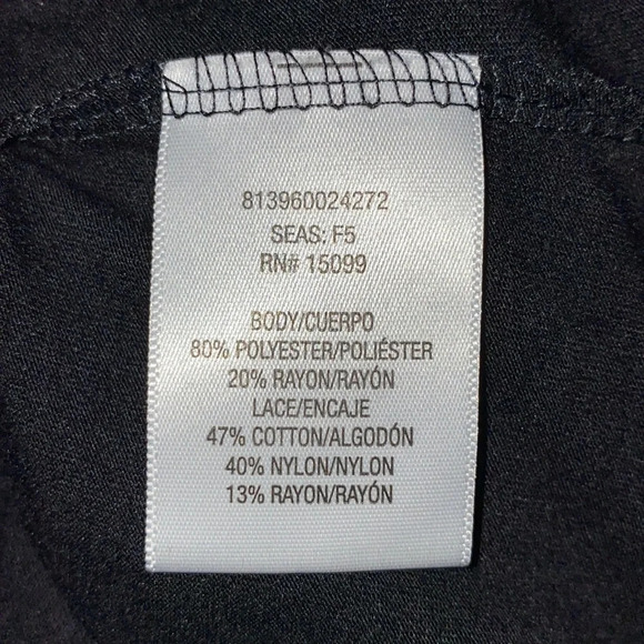 BONGO lace shoulder details black stretchy short sleeve top size S - Picture 5 of 9